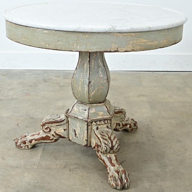 Wood French 19th Century White Marble Top Gueridon with Painted Finish For Sale - Image 7 of 17