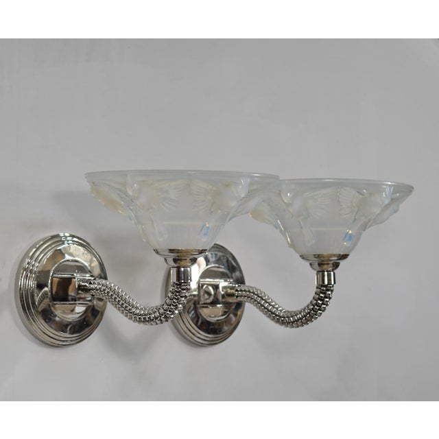 Jean Boris Lacroix Pair of French Opalescent Art Deco Wall Sconces by Boris Lacroix 1930s France - 2 Pairs Available For Sale - Image 4 of 16