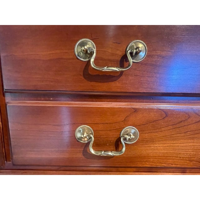 Chestnut 1990s Stickley Hudson Valley Collection Solid Cherry Triple Dresser With Bracket Feet and Solid Brass Bail Pulls. For Sale - Image 8 of 12
