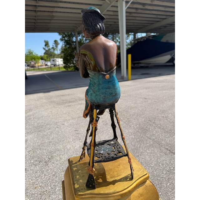 Bronze Statue of a Girl on a Stool Drinking Champaign, 1960s For Sale In West Palm - Image 6 of 9