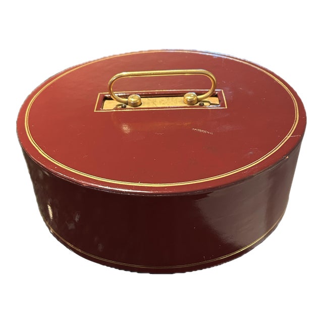 Mid 20th Century Revolving Wood Chip Holder Poker Chips With Leather Cover For Sale