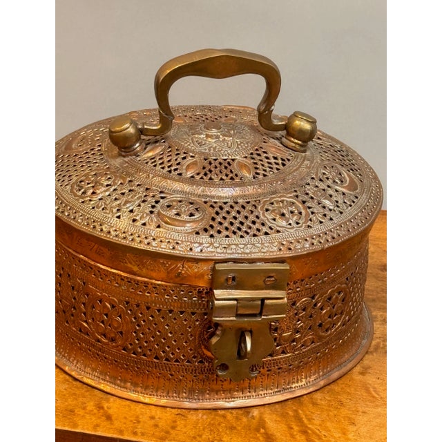 19th Century Indian "Paan Daan" Reticulated Copper Box For Sale - Image 10 of 10