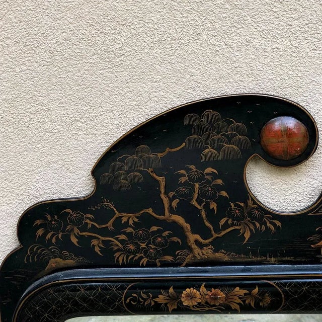 Antique French Chinoiserie Hand-Painted Beveled Mirror For Sale - Image 4 of 12