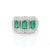 Metal 3.1 Ct Emerald With Diamonds Three Stone Wedding Ring Size 7 in 18k Gold For Sale - Image 7 of 12
