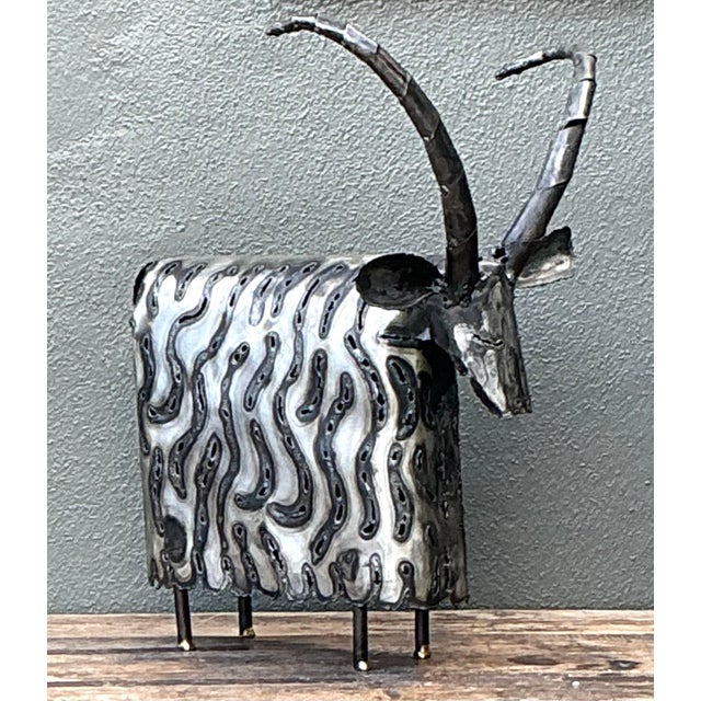 Silver Vintage Torch Cut Ram Sculpture For Sale - Image 8 of 12