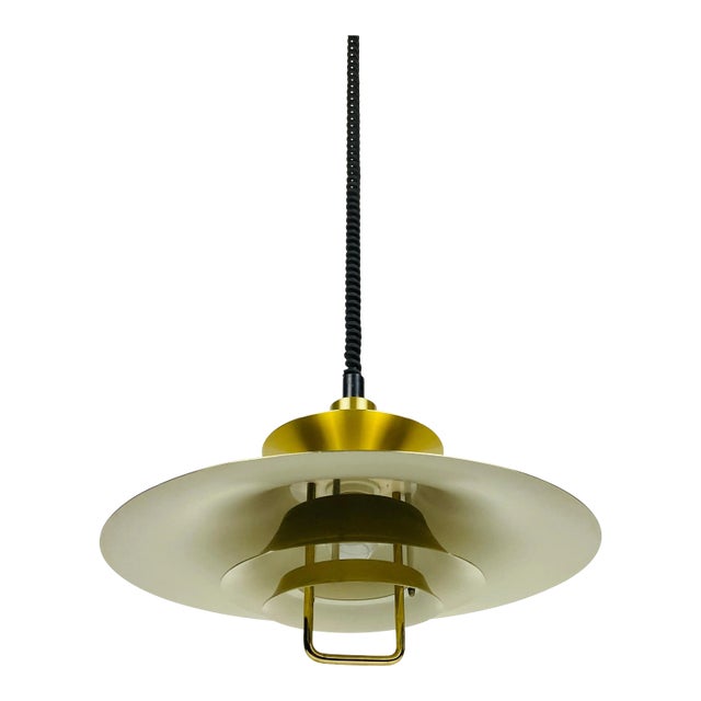 Danish Brass and Metal Pendant Lamp, 1960s For Sale