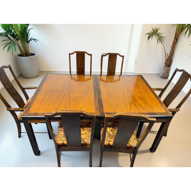 Asian 1970s Chin Hua Dining Table and Six Chairs by Raymond Sabota for Bernhardt Furniture For Sale - Image 3 of 3