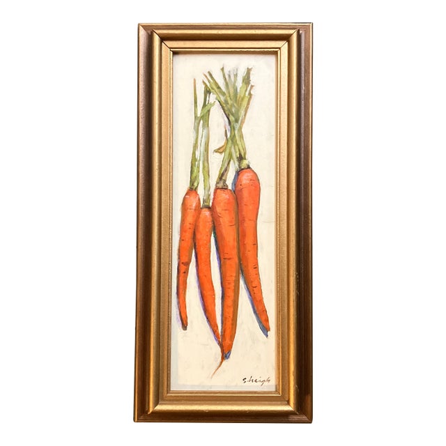 Contemporary Original Stephen Heigh “Carrot Bunch Painting Vintage Frame For Sale