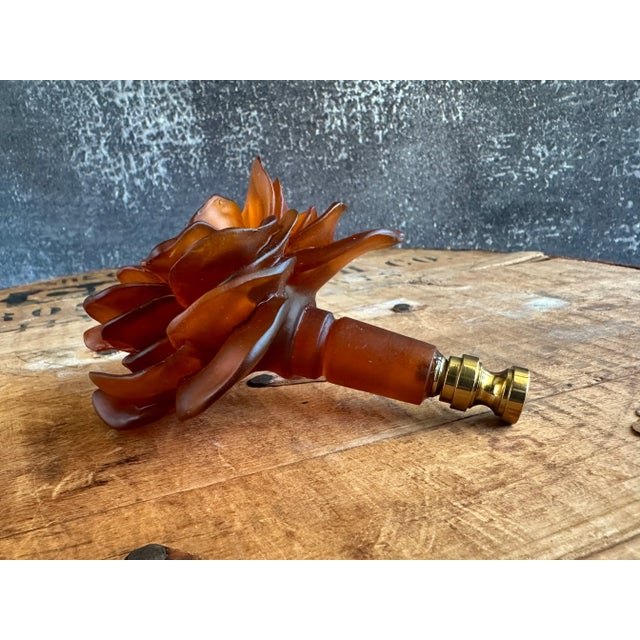 Blooming Rose Lamp Finial on Brass Hardware For Sale - Image 4 of 6