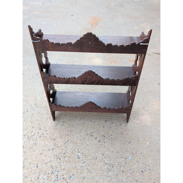 Wood Victorian Mahogany Fretwork Three-Tier Wall Hanging Display Shelves, Circa 1880 For Sale - Image 7 of 10