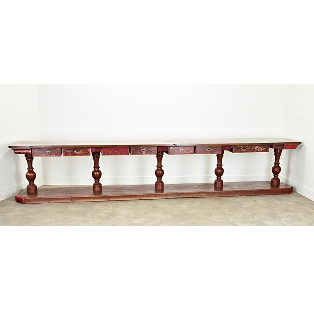 Spanish 19th Century Massive Shop Counter For Sale - Image 4 of 12