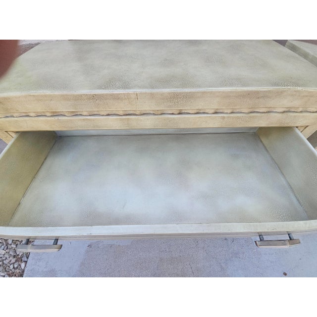 Large Pair of Labeled 1980s Maitland-Smith Faux Shagreen Bachelor's Chests | 42.25" Wide For Sale - Image 9 of 11