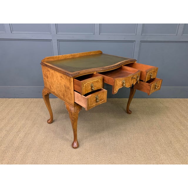 Queen Anne Style Burr Walnut Writing Desk, 1930 For Sale - Image 12 of 16