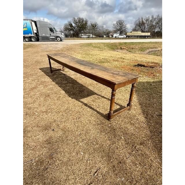 Wood 18th Century Long French Country Solid Oak Farm Dining Table For Sale - Image 7 of 17
