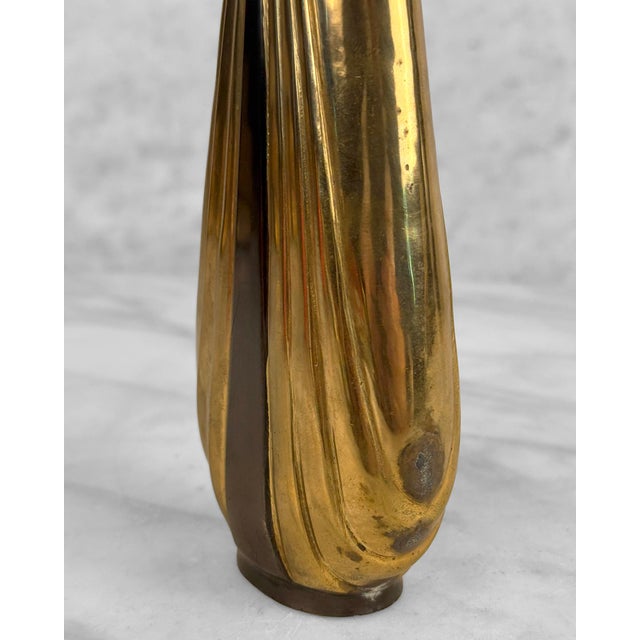 Metal Vintage Art Deco Brass & Black Lacquer Vase For Sale - Image 7 of 9