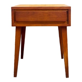 Mid Century Modern Conant Ball Maple 1 Drawer Nightstand or Side Table For Sale