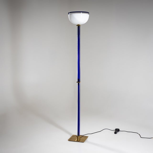 Late 20th Century Blue Murano Glass Floor Lamp “Tolboi” by Venini, Italy For Sale - Image 9 of 10