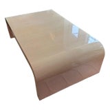 Mid Century Modern Waterfall Beige Lacquer Cocktail Coffee Table For Sale