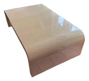Mid Century Modern Waterfall Beige Lacquer Cocktail Coffee Table