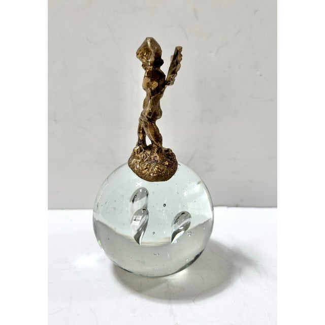 Vintage Gold-Tone Cherub on Bubble Glass Orb Paperweight For Sale In Louisville - Image 6 of 9