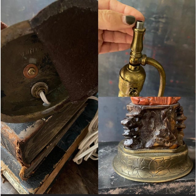 Late 19th Century Red Soapstone Deity Lamp For Sale - Image 9 of 10