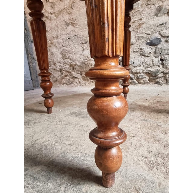Wood Antique French Round Walnut Dining Table, 1890s For Sale - Image 7 of 18