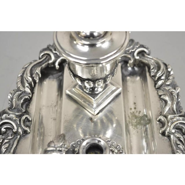 Vintage French Renaissance Silver Plated Figural Italian Inkstand Desk Inkwell For Sale In Philadelphia - Image 6 of 12