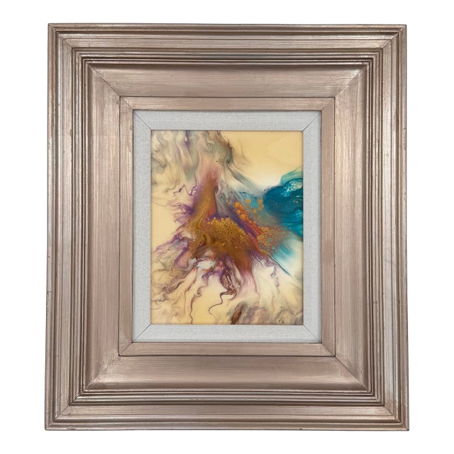 Original Abstract Fluid Art Painting Signed Framed Contemporary Art For Sale