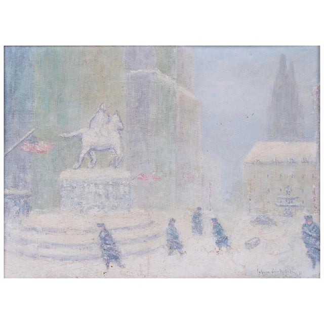 A very special example of Johann Berthelsen’s (American 1883-1972) Iconic Manhattan Winter Snowscenes. Depicting Grand...