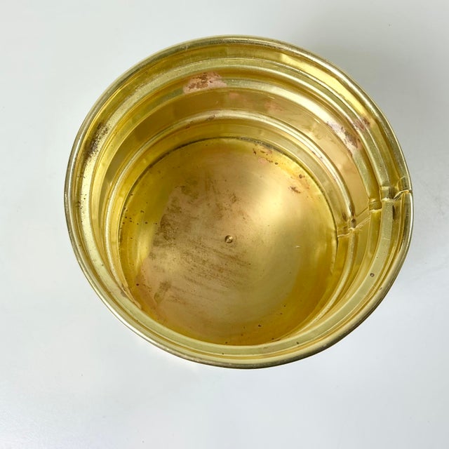 Brass Mid-Century Boho Chic Hollywood Regency Small Brass Round Planter For Sale - Image 8 of 8
