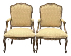 Late 20th Century Louis XV Fauteuil Carved Armchairs - A Pair