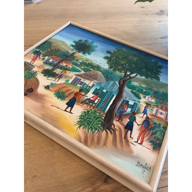 African Late 20th Century Signed Haitian Folk Art Painting For Sale - Image 3 of 12