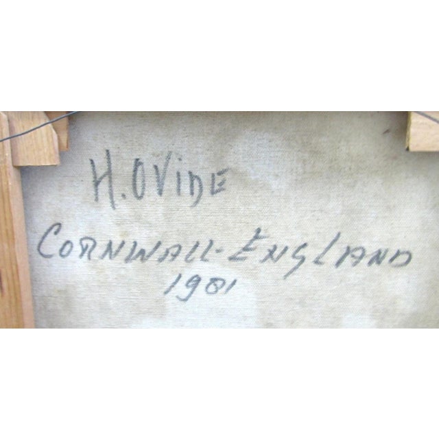 1902 Oil Painting Chrysanthemums and Daisies in Glass Vase Carved Gold Wood Frame H. Ovide Cornwall, England For Sale - Image 12 of 12