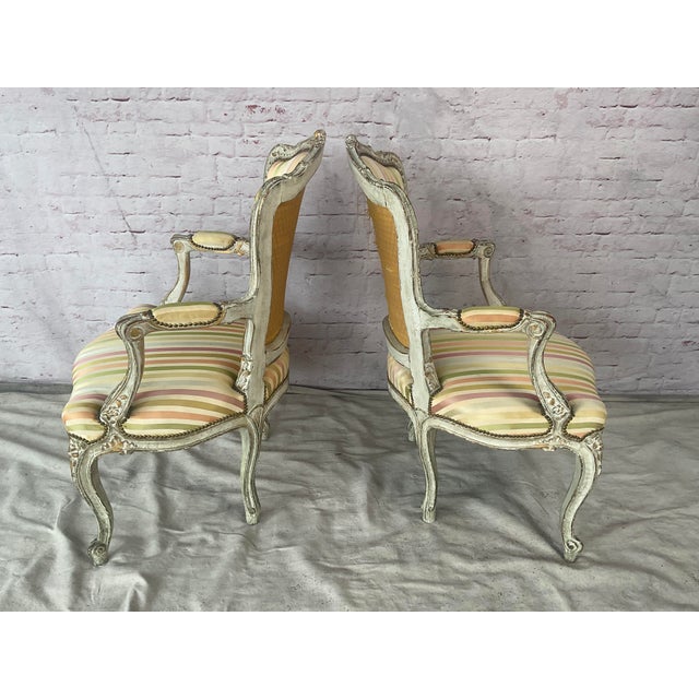 French 19th Century French Louis XV Style Rococo Fauteuil Armchairs For Sale - Image 3 of 11