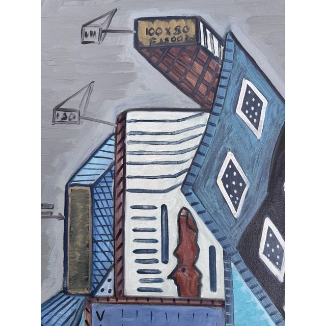 Blue Mario D'altilia, Turin on Display, 2022, Oil on Canvas For Sale - Image 8 of 12