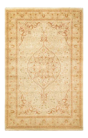 Mogul Collection Hand-Knotted Area Rug - Ivory 6' 0" x 9' 5"