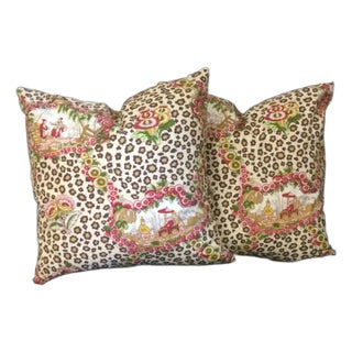 Brunschwig & Fils Chinese Leopard Toile Pillow Covers- a Pair For Sale