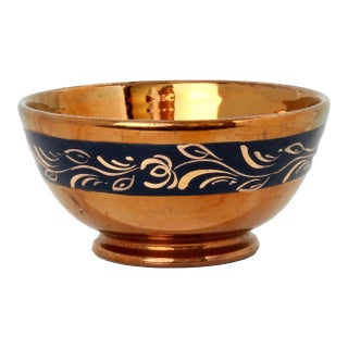 Antique English Enameled Copper Luster Bowl For Sale