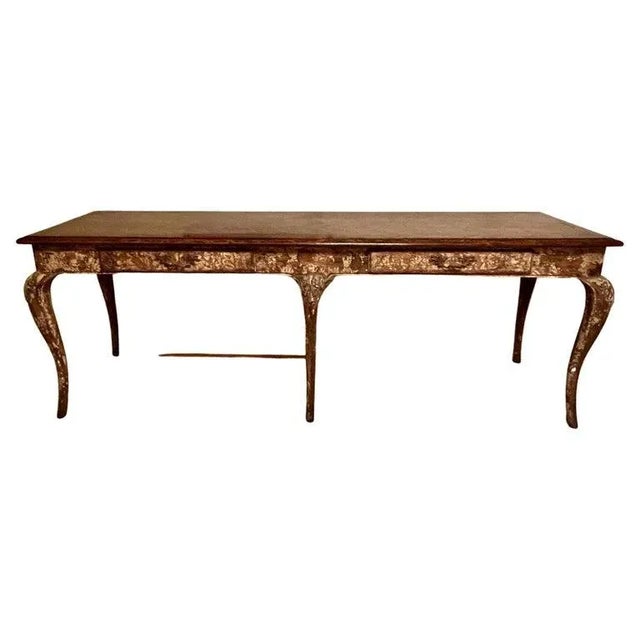 Louis XV Style Patinated Console or Sofa Table Parquet Herringbone Top For Sale - Image 10 of 11