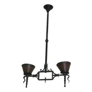 Brutalist Wrought Iron and Copper Chandelier, 1960s For Sale