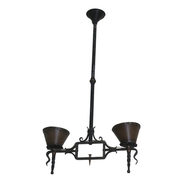 Brutalist Wrought Iron and Copper Chandelier, 1960s For Sale