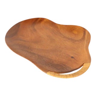 20thC Mid Century Modern Organic Sculpted Wood Serving Tray For Sale