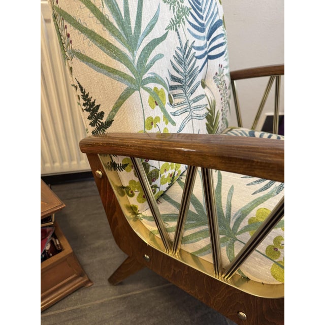 1950s Vintage Armchair with Floral Upholstery, 1950s For Sale - Image 5 of 11