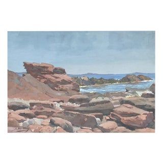 Joseph Mittey, Au bord de l'eau, Gouache on Paper, Framed For Sale