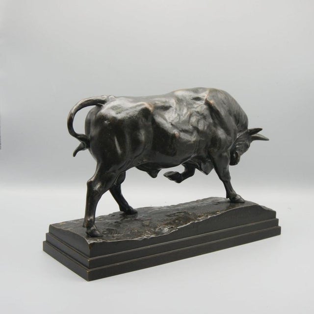 An impressive study in bronze of a charging bull by antoine louis barye (1796-1875). Excellent dark brown patina. Signed...
