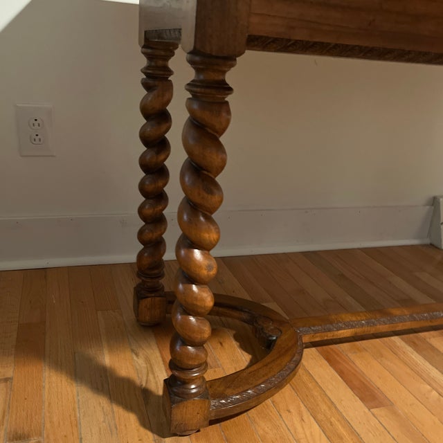 Vintage Expandable Barley Twist Dining Library Hunt Table With Drawer 64" Long For Sale - Image 4 of 12