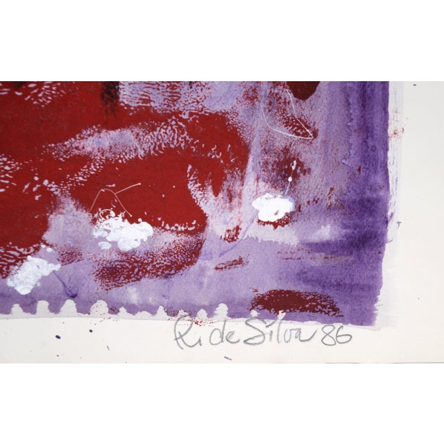 Paper Red, White, and Purple - Abstract Figurative Composition in Acrylic on Paper by Ricardo De Silva For Sale - Image 7 of 8