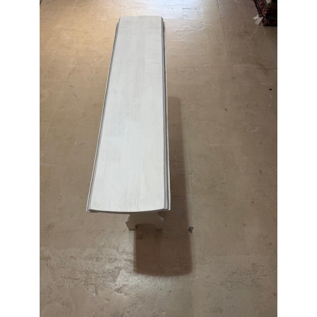 Vintage Whitewashed Drop-Leaf Round Accent Table in the Swedish Country Style For Sale - Image 4 of 8
