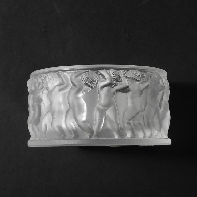 Mid-Century Modernist Crystal Les Enfants Lidded Powder Box Signed Lalique For Sale - Image 12 of 18