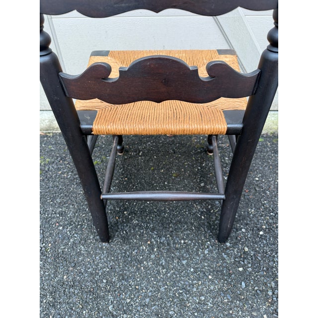 Late 19th Century Antique English High Ladder Back Rush Seat Side Chair For Sale - Image 5 of 18